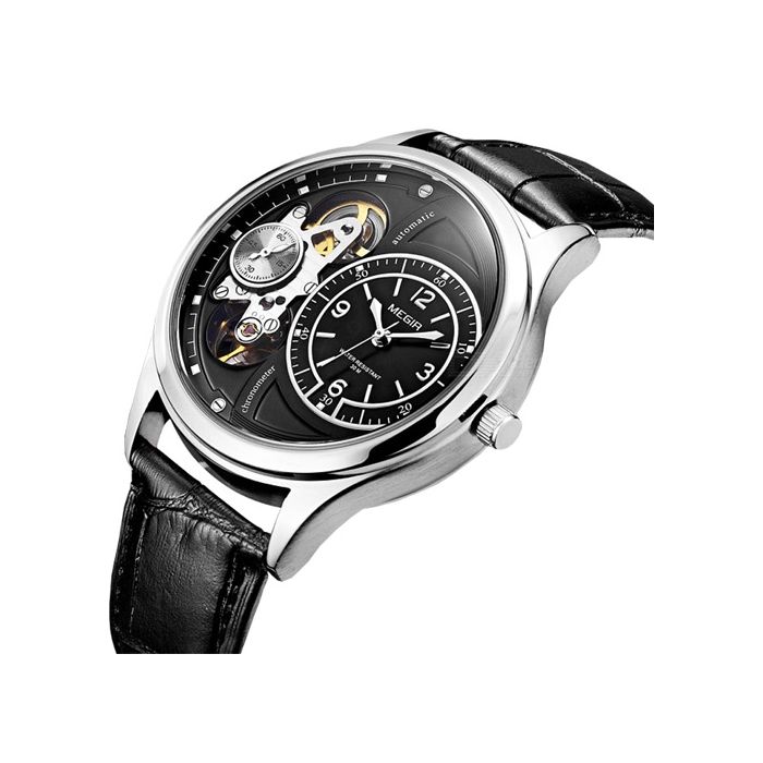 Megir Mechanical Men s Leather Watch Black